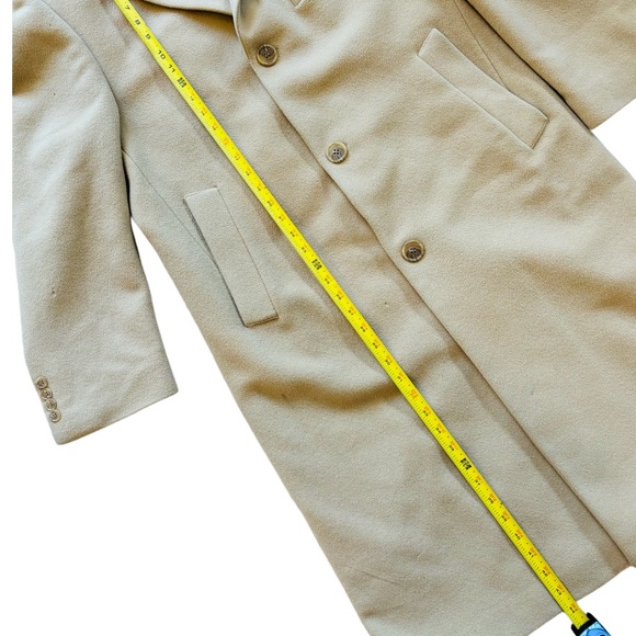 MENS LAUREN RALPH LAUREN CASHMERE & WOOL LONG BUTTON DOWN TRENCH COAT, TAN - Picture 8 of 15